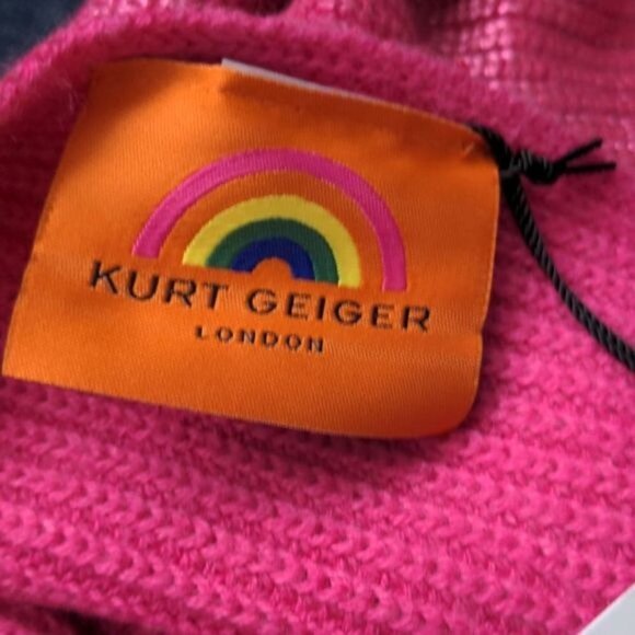 Kurt Geiger London Pink Be Kind Foil Metallic Scarf - Picture 5 of 5